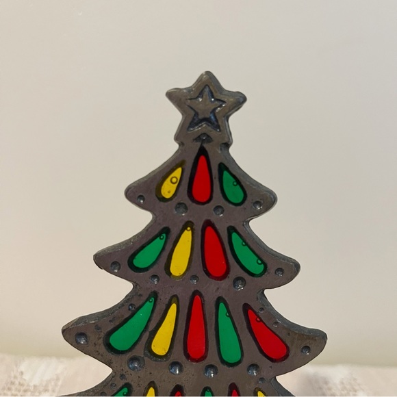 Vintage Holiday Vintage Stained Glass Cast Iron Christmas Tree Candle Holders Poshmark